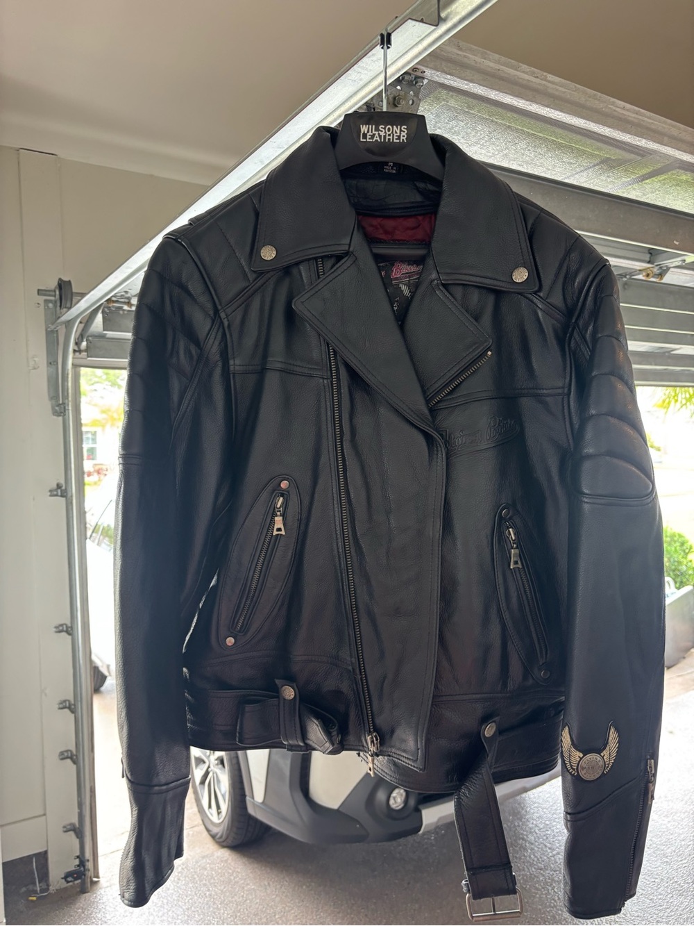 Flying Bikes Oakwood Leather Black Men's Biker Leather Jacket with Belt